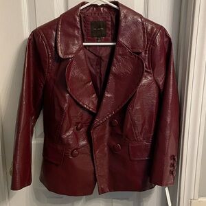 Limited Vintage Burgundy Faux Leather Jacket Size XS